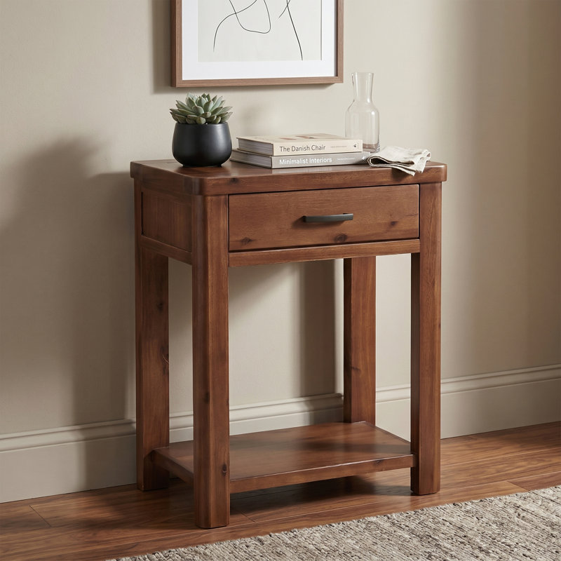 Oruada Farah 65Cm Solid Wood Console Table, Dark Brown