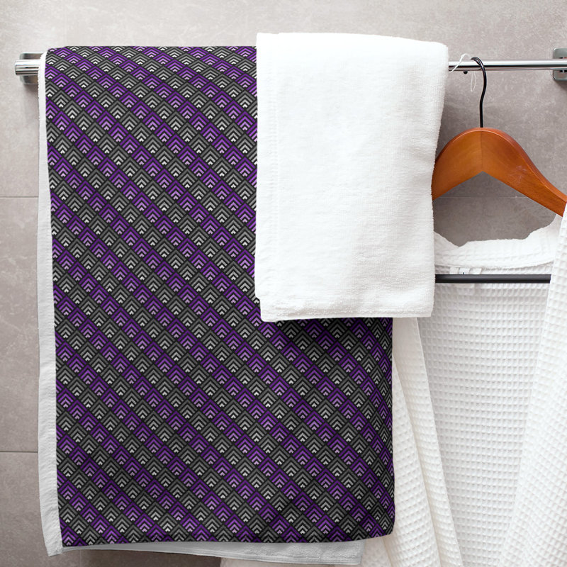 Serviette de bain géométrique katelyn elizabeth, Mauve / Noir