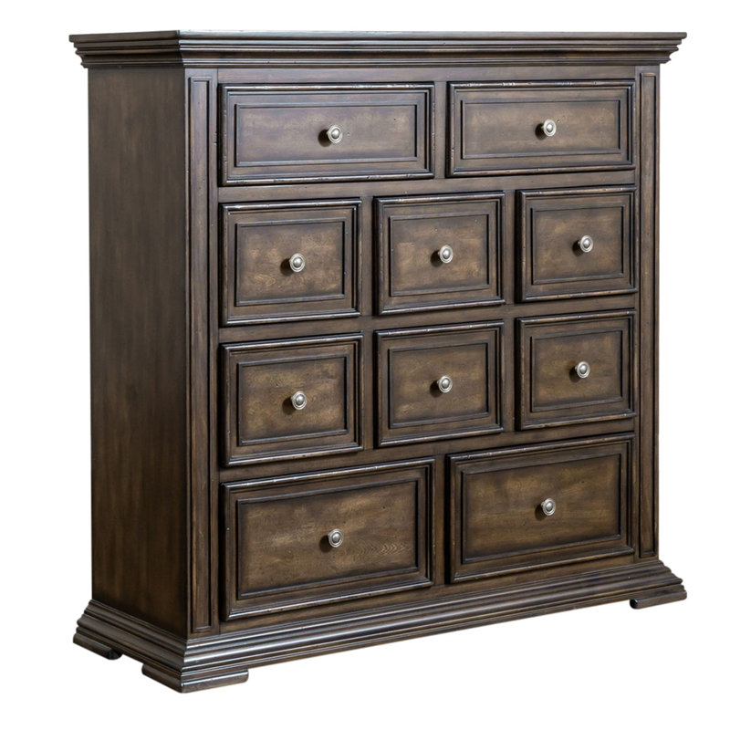 Temple Cloud 10 Drawer Dresser w/ Lined Interior, Brown