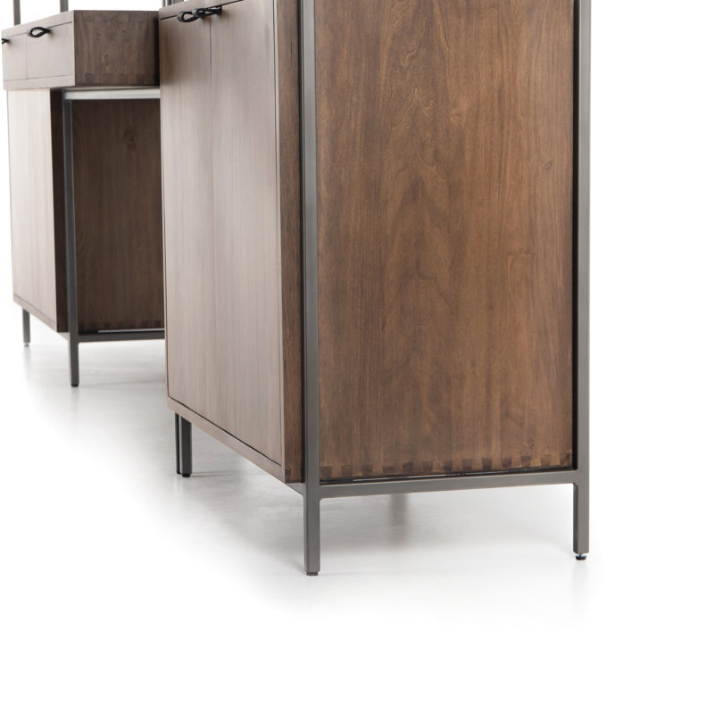 Trey 3 Piece Solid Wood Rectangular Writing Desk Office Set with Hutch, Auburn