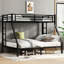 Lit superposé simple au-dessus de grand lit en métal noir TG, adolescents, caractéristique d'économie d'espace, thermolaquage électrostatique, réduction du bruit, rangement sous le lit, 2 côtés, pieds renforcés noirs, économie, structure à deux étages