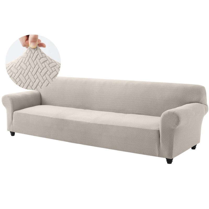 Luxury Stretchable Spandex Sofa Cover/Protector, Beige, 4 Seater