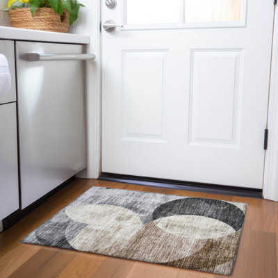 Machine Washable Indoor/Outdoor Cicel ACN1140 Pewter Rug