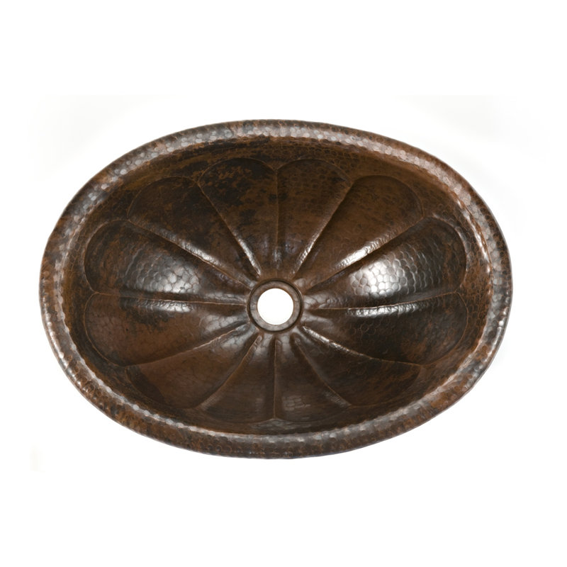 Évier en cuivre martelé 19 "ovale Sunburst