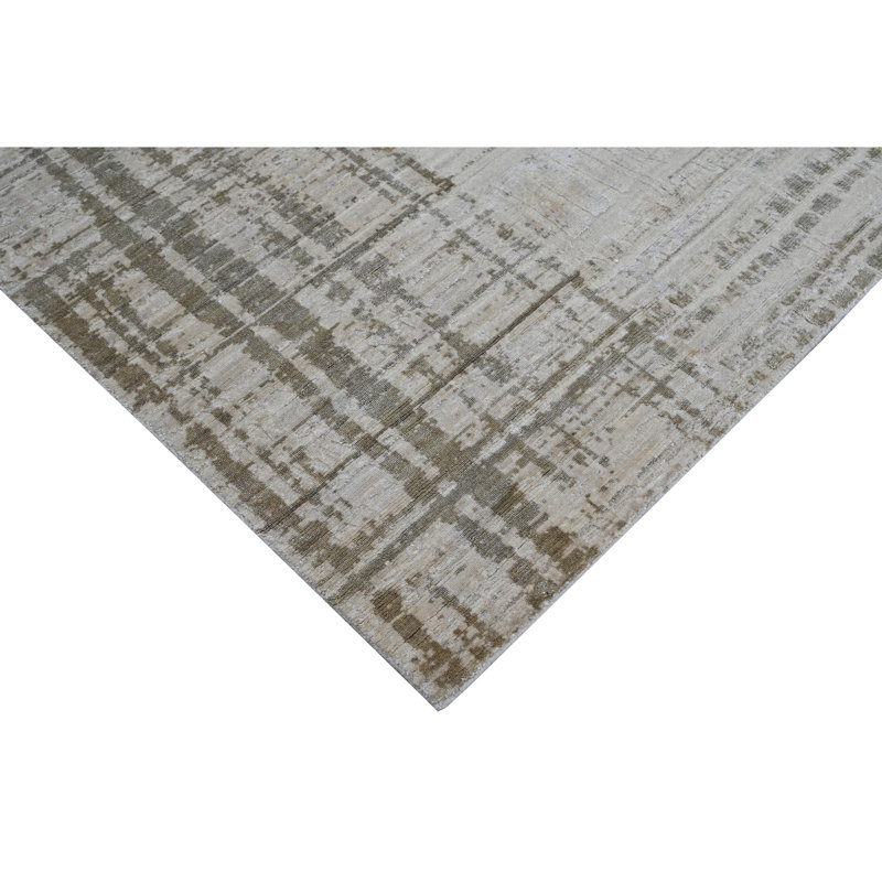 Hand Knotted Area Rug in Ivory/Camel, Rectangle 6' x 9'