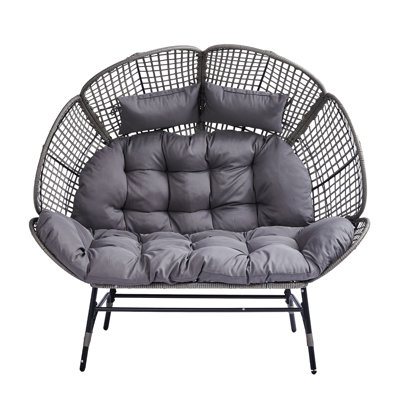 Petal-Shaped Wicker Egg Love-Seat