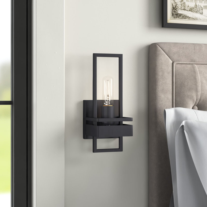Aiden Steel Armed Sconce, Matte Black, 11.75" H x 4.75" W x 4.75" D