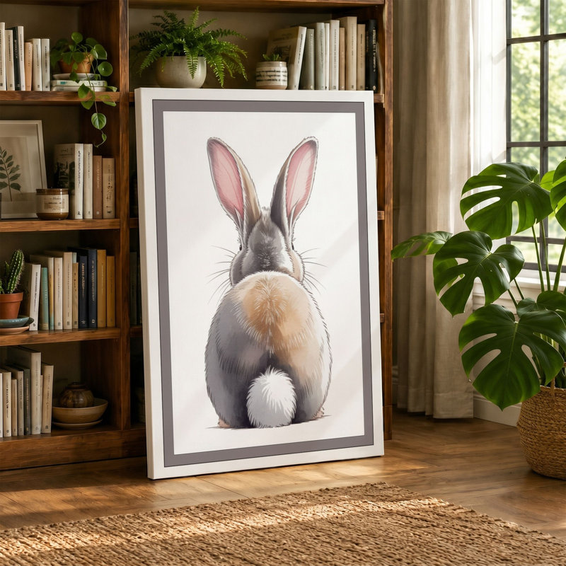 Rabbit From Behind Minimalist - Wrapped Canvas, 30x20 - 76.2 x 50.8 cm, Ochre Border