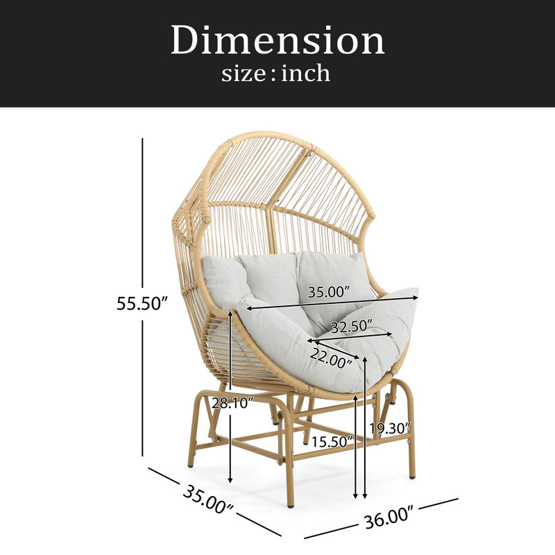 Fauteuil oscillant d'extérieur en osier, Beige, Marron clair