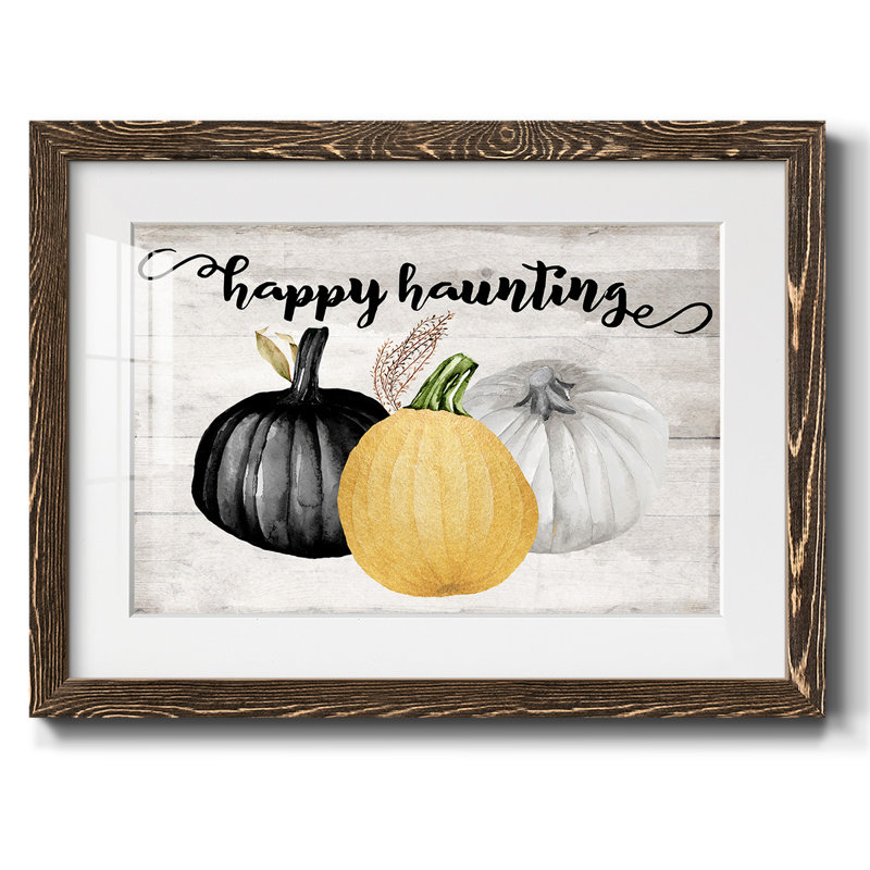 Happy Haunting, impression sur papier encadrée, H 28 po x l 42 po x P 1,5 po, Noyer