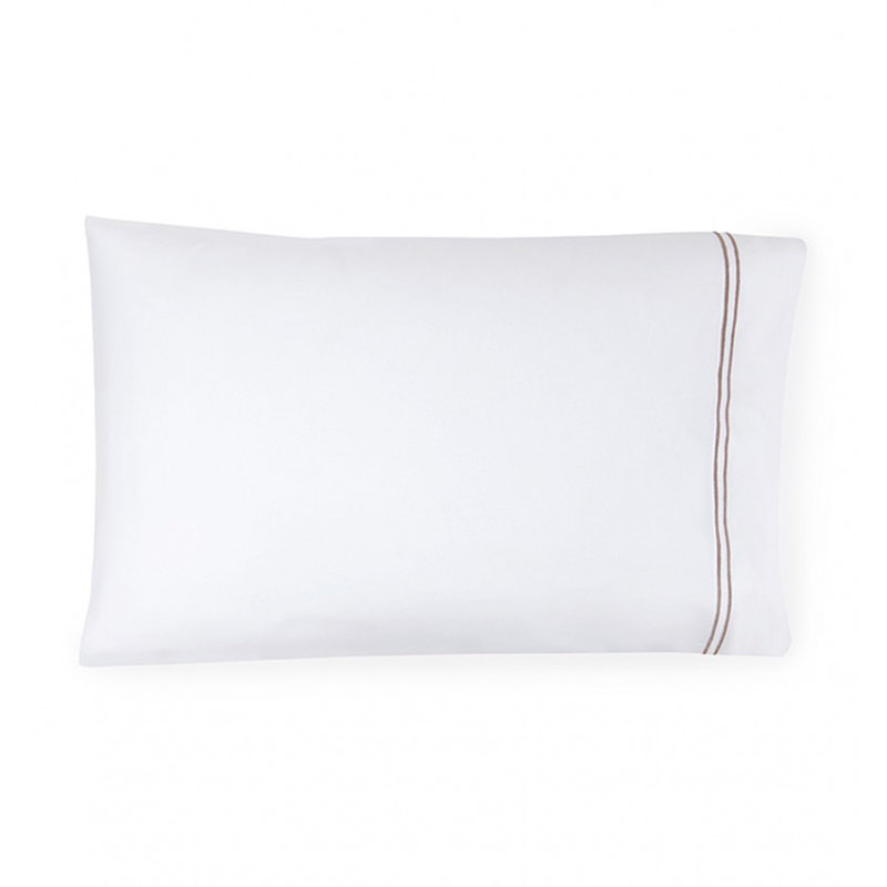 Grande Hotel Percale Pillow Case, White/Gray, Standard