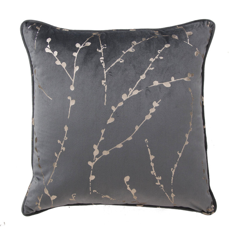 Floral Square Cushion, Grey