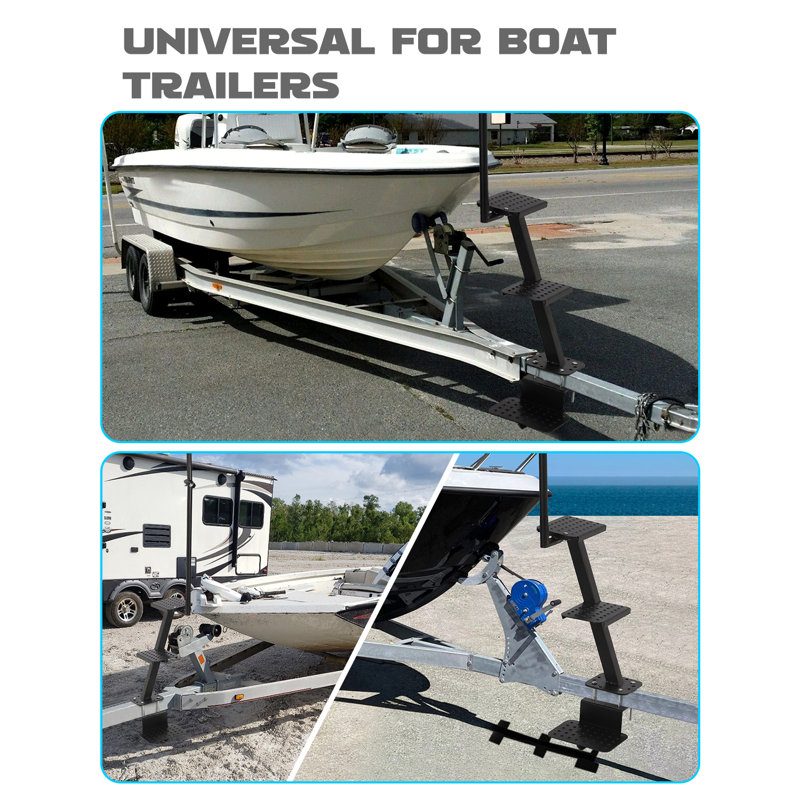 Heavy-Duty 2-Step Boat Trailer Tongue – Non-Slip Steel Surface, 400 lb Capacity, Easy Installation for Trailer Tongue Step & Bass Boats