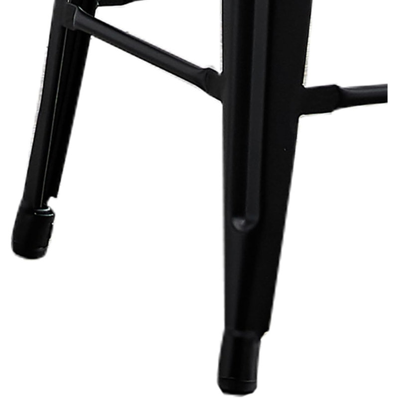 Contemporary Rustic Backless Metal Kitchen Counter Stools - 24 Inch, Set Of 2, Matte Black | Gift Idea, Matte Black