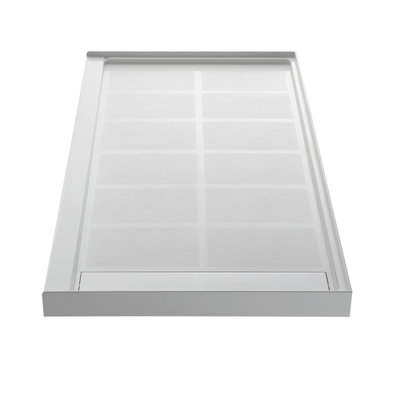 60" X 30" Solid Surface Shower Pan, Left-Sided Drain, Single Threshold Base With Drain Assembly & Cover