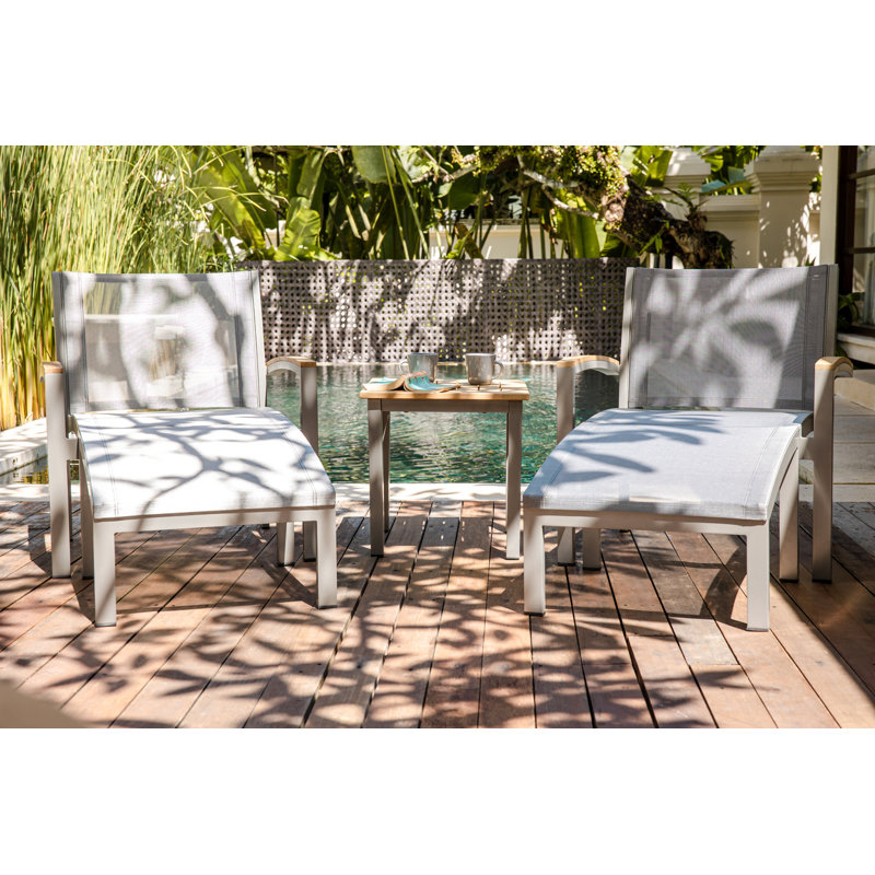 Soho 20" Teak Aluminum Outdoor Tall Square Side Table, Silver