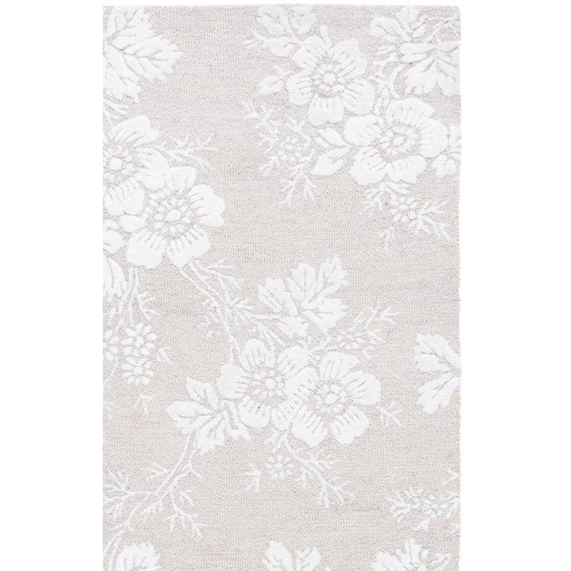 Tapis floral en laine touffeté à la main Fraga Glamour, Rectangle de 5 pi x 8 pi