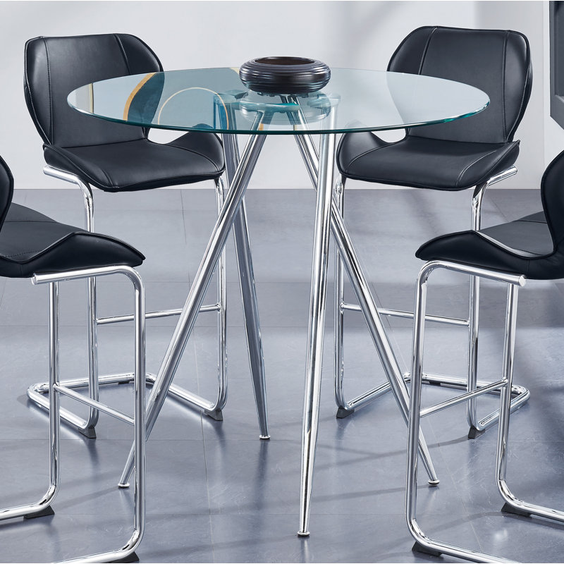 Cavanagh Round Glass Top Metal Base Dining Table