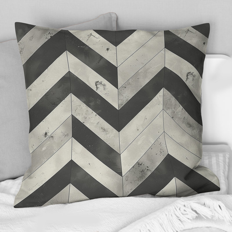 Coussin décoratif gris Modern Herringbone Flow II, H 16 po x l 16 po