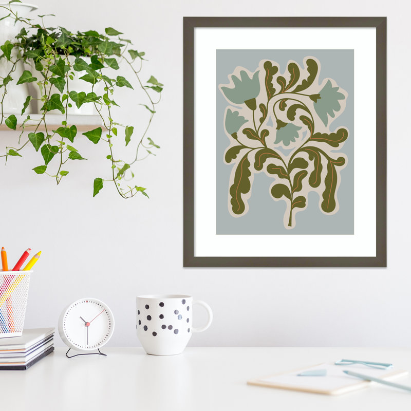 Expressive Abstract House Plant Playful Blue Framed On Paper by The Creative Bunch Studio Print, 21" H x 17" W x 1" D, Gray