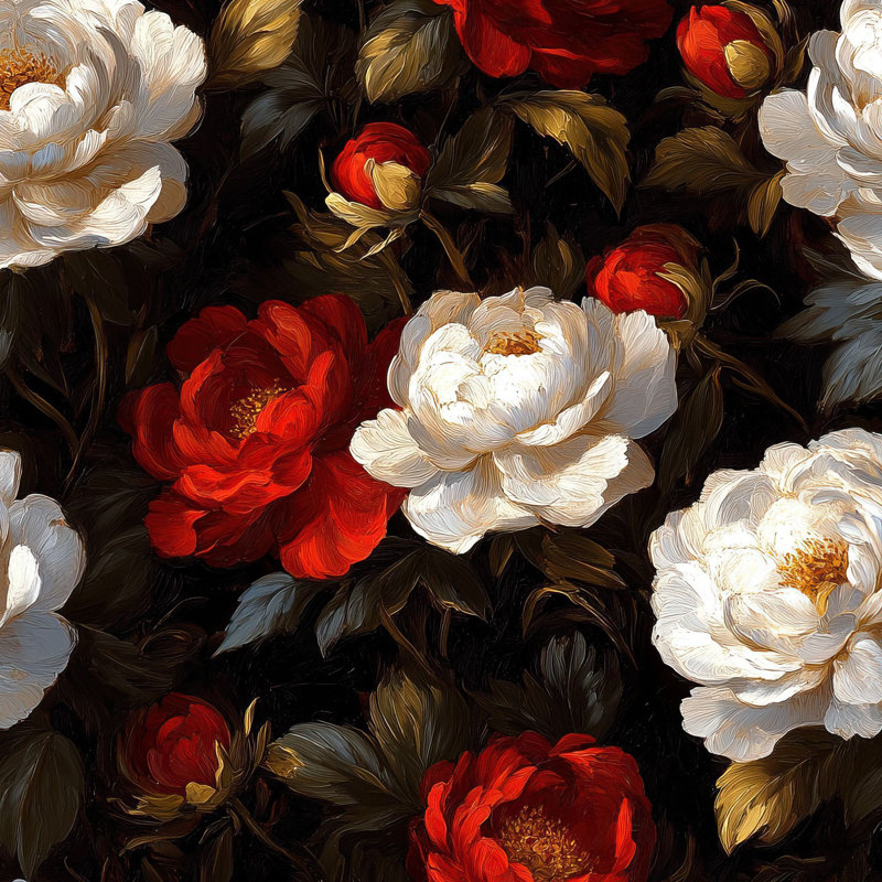 Papier peint floral, papier peint adhésif rouge et blanc
