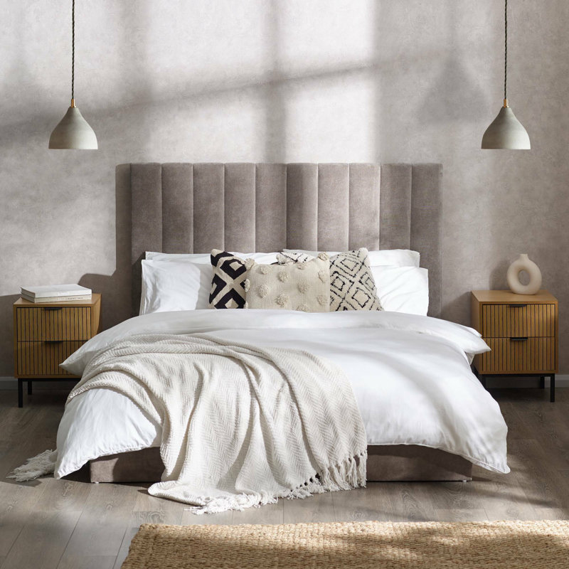 Aviyah Upholstered Bed Frame - Grey   , 135 x 250 cm