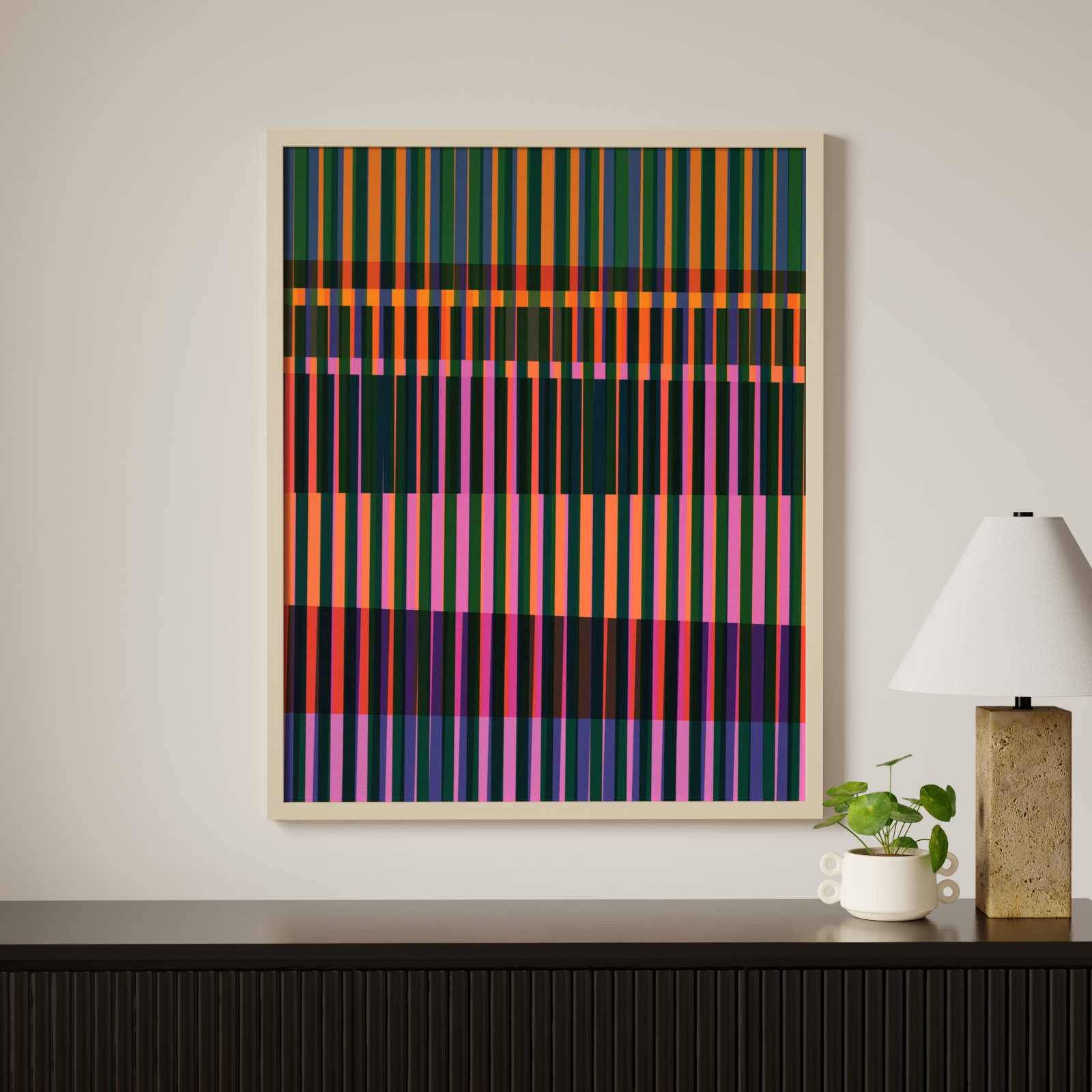 Abstract Lines 17 by Beth Vassalo, Brown, 41" H x 33" W