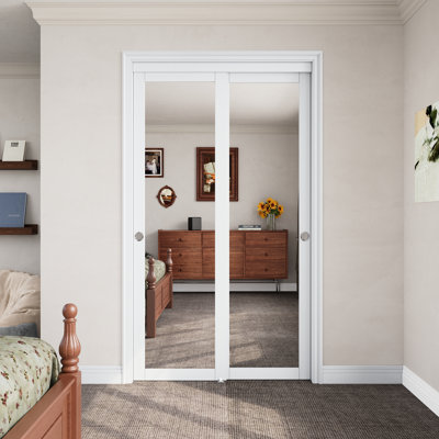 Portes coulissantes avec garde-robe et garde-robe en PVC 48 po x 80 po avec quincaillerie, sans assemblage