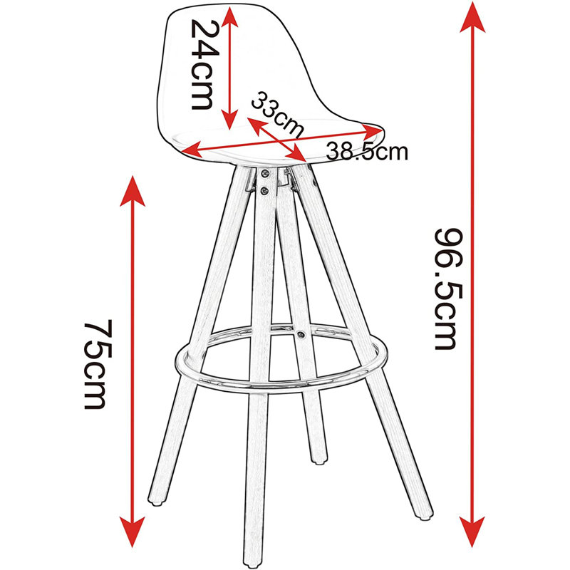 Athens 75cm Bar Stool, Black