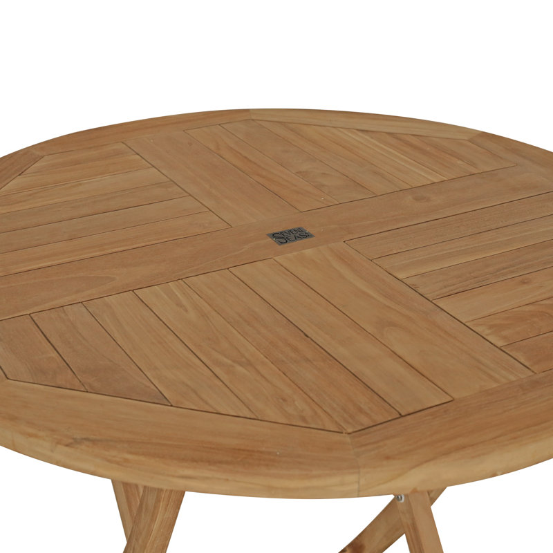 Cosper Round Teak Folding Outdoor Dining Table , in. W in. D, 31" H x 35" L x 35" W