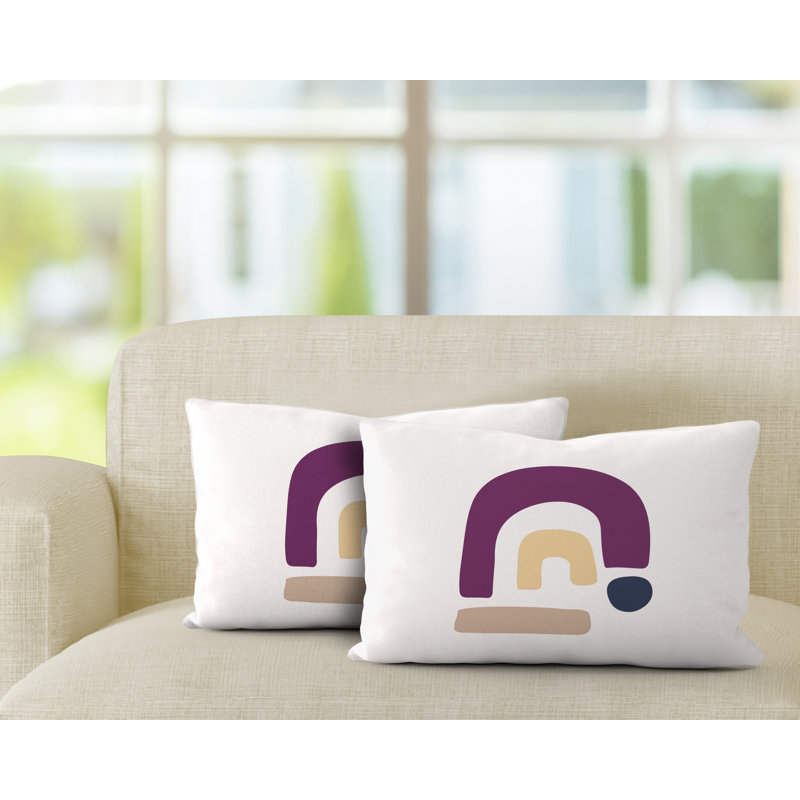 Housse et insert de coussin rectangulaire en polyester pour l'intérieur et l'extérieur, Mauve / beige