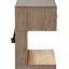 Table de chevet pour chambre à coucher avec 2 tiroirs en bois, brun orge doux, DEL intégrée, tablette ouverte, profondeur de 26 pouces et finition brune de 2 po, largeur inférieure de 17 po,