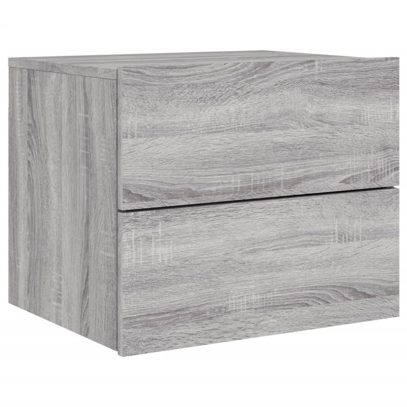 Bonts 50cm W Engineered Wood Bedside Table, Grey Sonoma, Individual