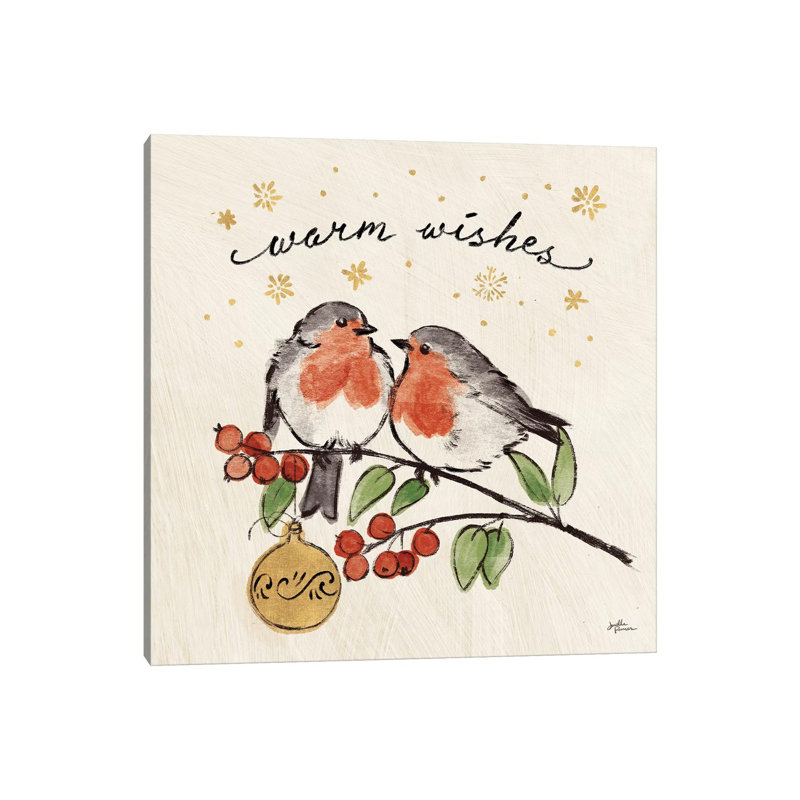 Christmas Lovebirds II 1 Piece Wrapped Canvas Wall Art, 30.48 cm H x 30.48 cm W