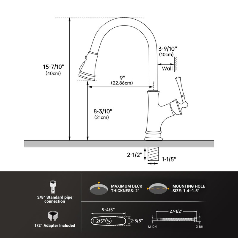 Pull-Down Kitchen Faucet With A Retractable Spray Head, Single Handle, High Arc, Single Hole Pull-Out Kitchen Sink Faucet.