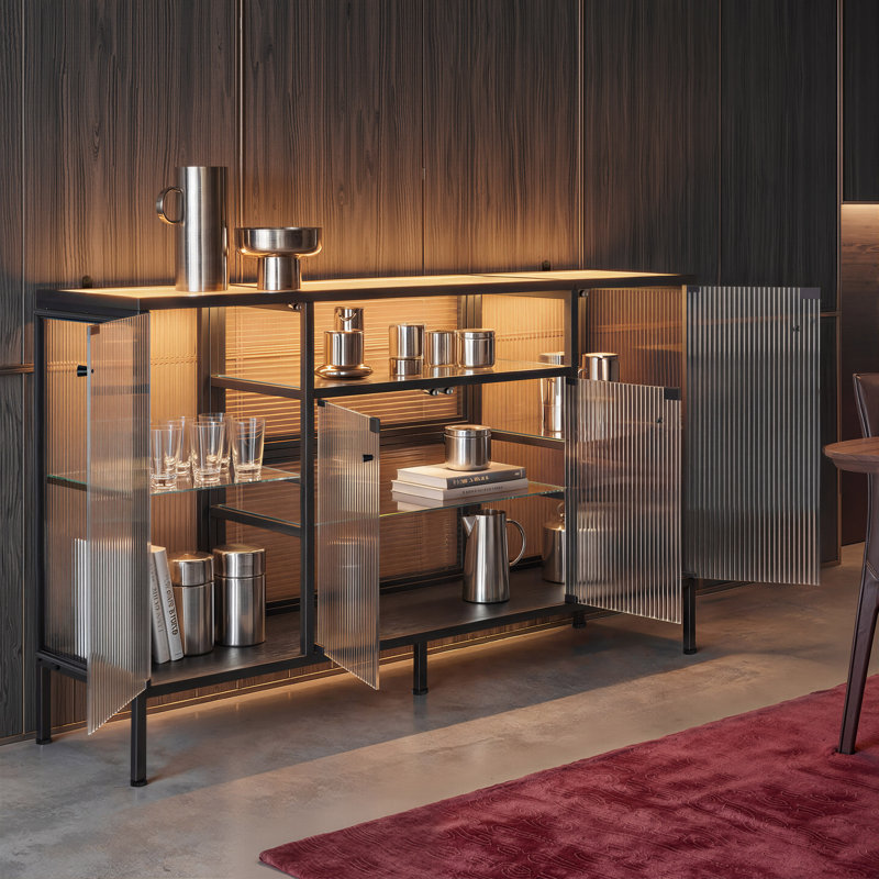 59" W Sideboard With Glass Doors