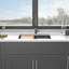 Évier de cuisine 28 pouces par 19 comptoir en quartz noir, matériau haut de gamme, surface lisse, élimine les vibrations, avec grille de séchage et grille inférieure noire, composite de 28 po x 19 po