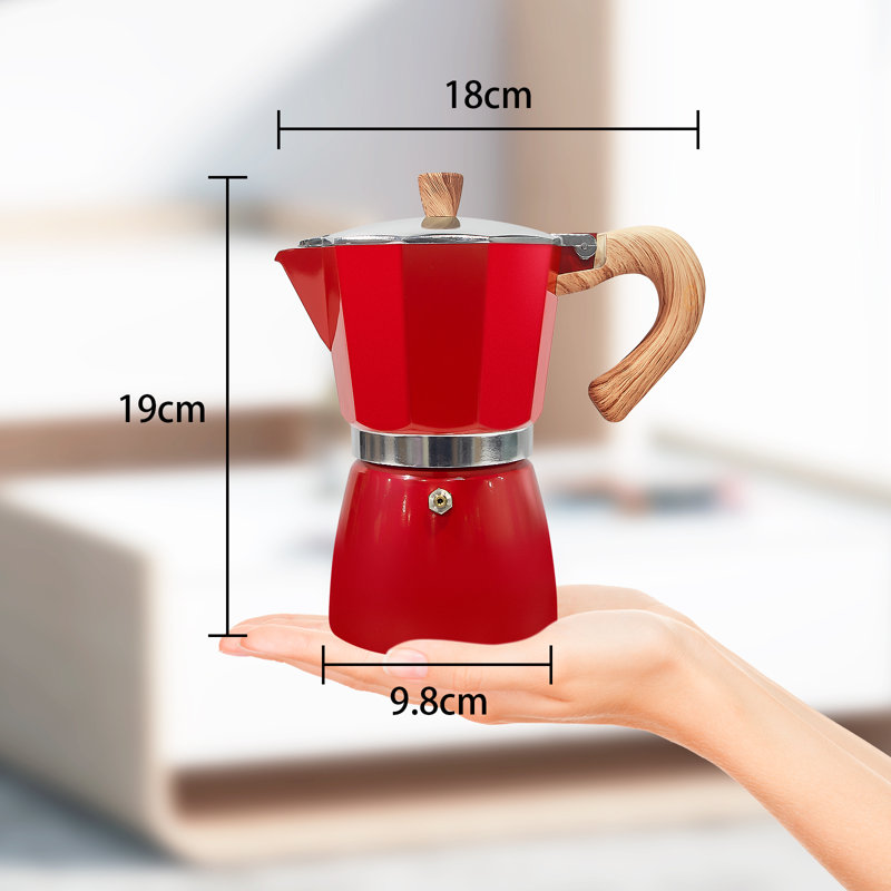 Belfry Kitchen Hoyt Stovetop Espresso Maker, Red