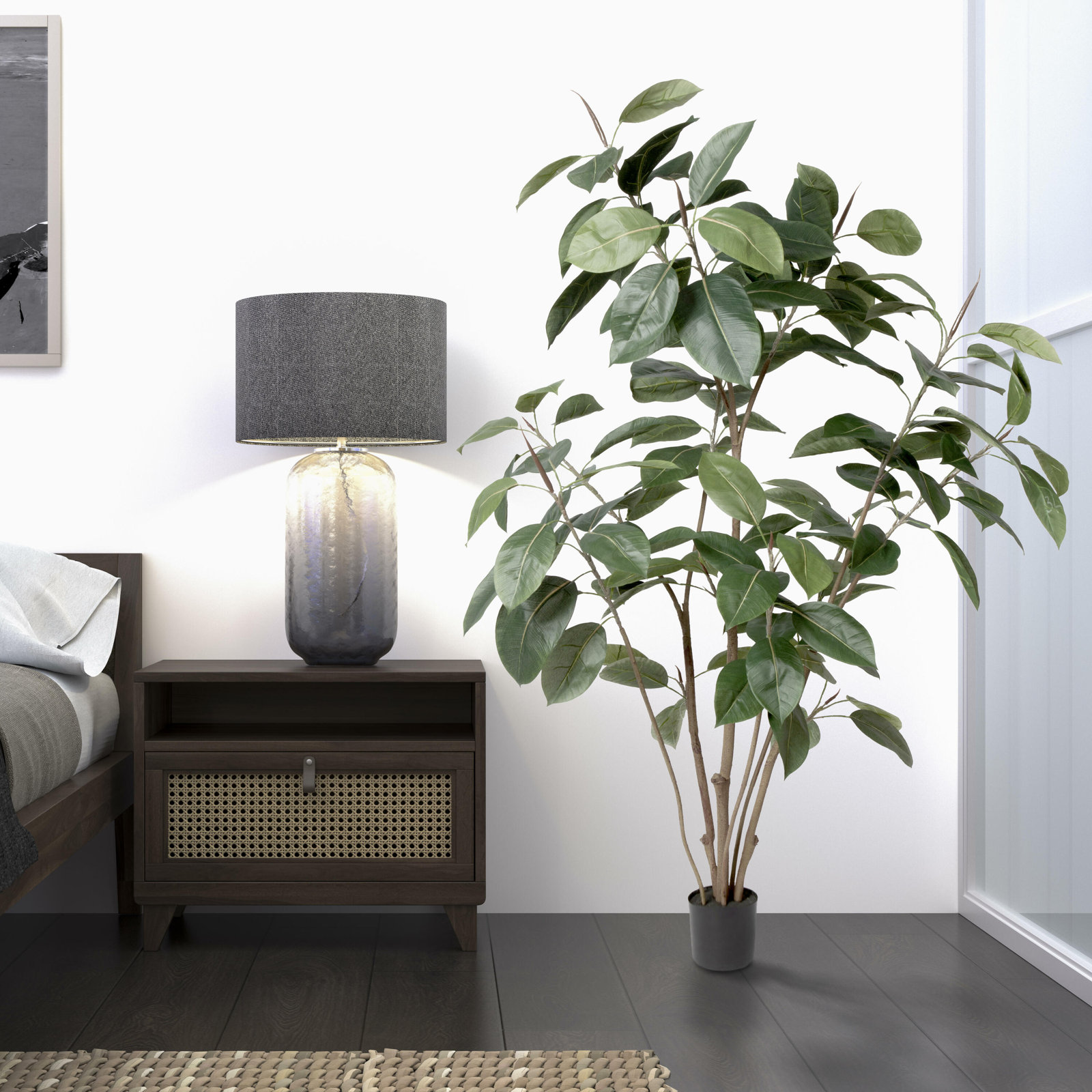 Solerno Rubber Tree with Base, 60" H x 34" W x 34" D