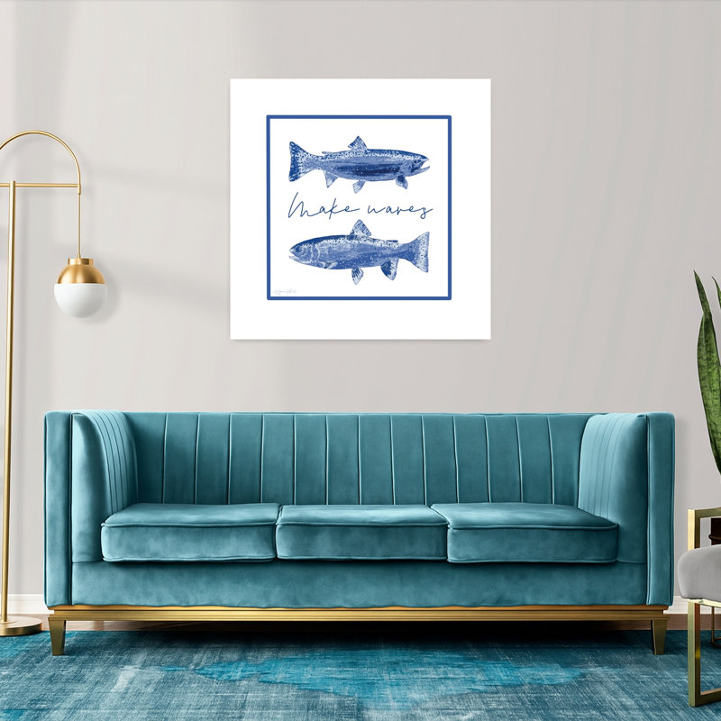 Make Waves Abstract Contemporary Fish Art, 36" H x 36" W