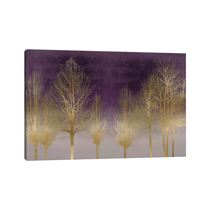 Gold Forest On Purple by Kate Bennett - Wrapped Canvas Print, 101.6 cm H x 66.04 cm W x 3.175 cm D