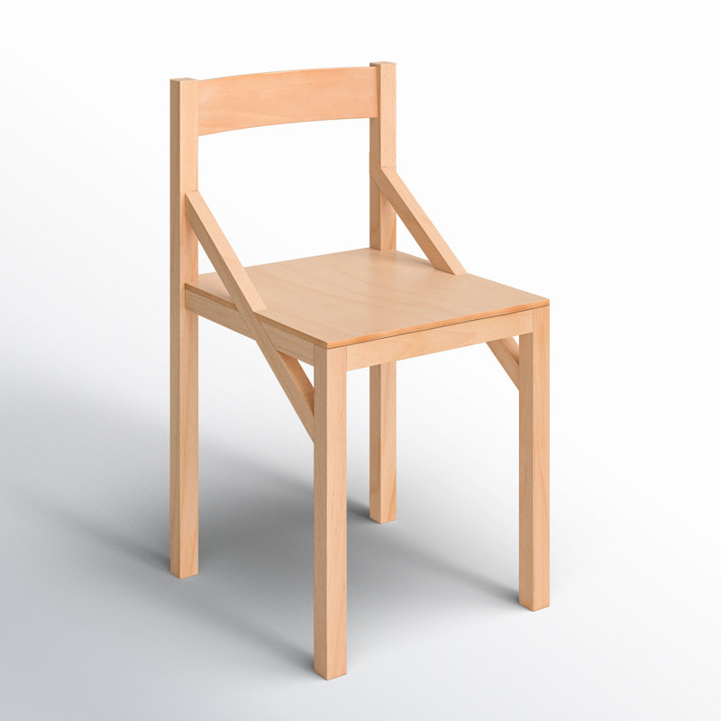 Natural Beech Wood Low Back Dining Side Chair