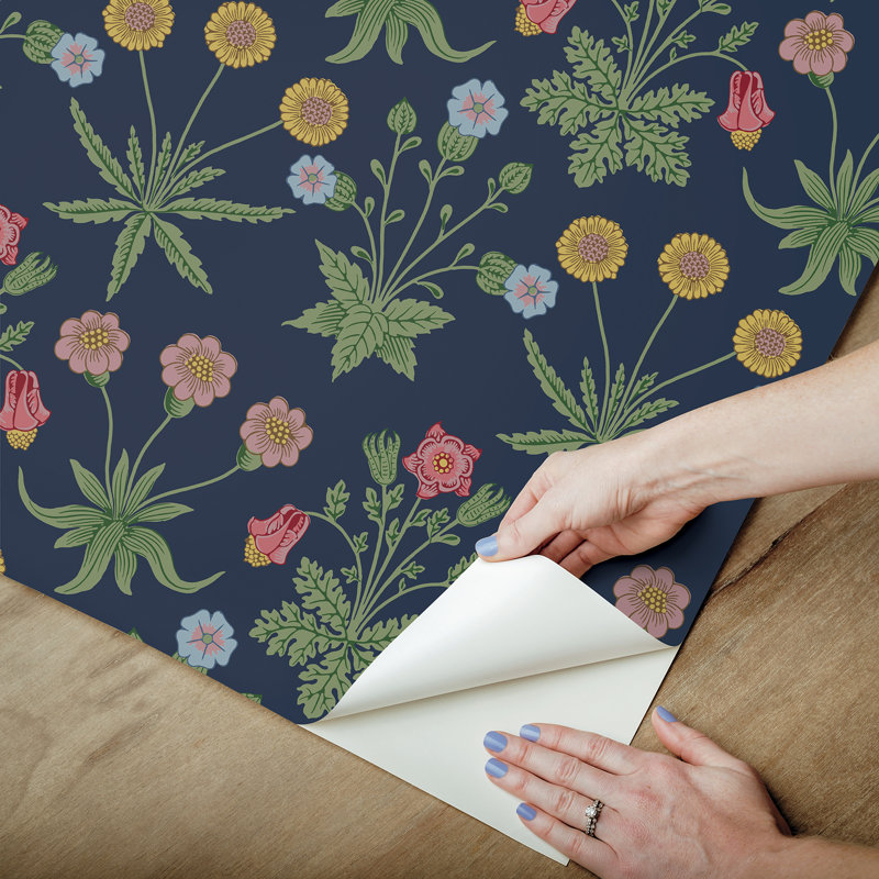 Papier peint adhésif indigo Daisy, Bleu très foncé