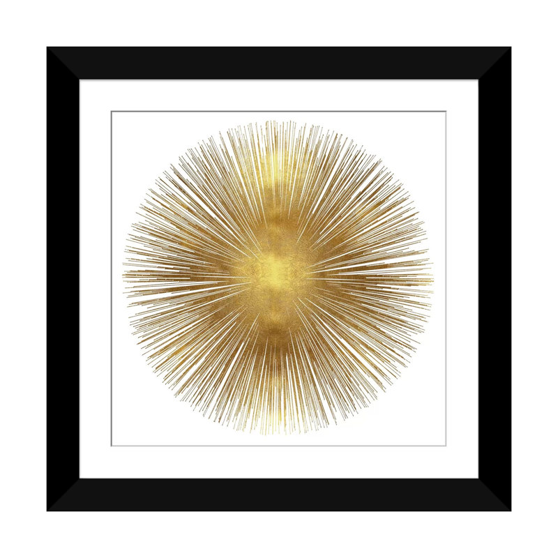 Sunburst I, impression sur toile tendue, Papier d'art encadré noir, Blanc, H 16 po x l 16 po x P 1 po