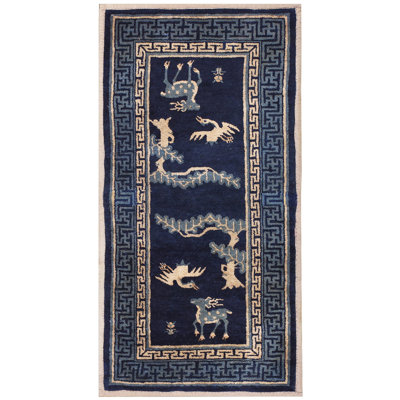 Couvre-cheval en laine bleu antique antique