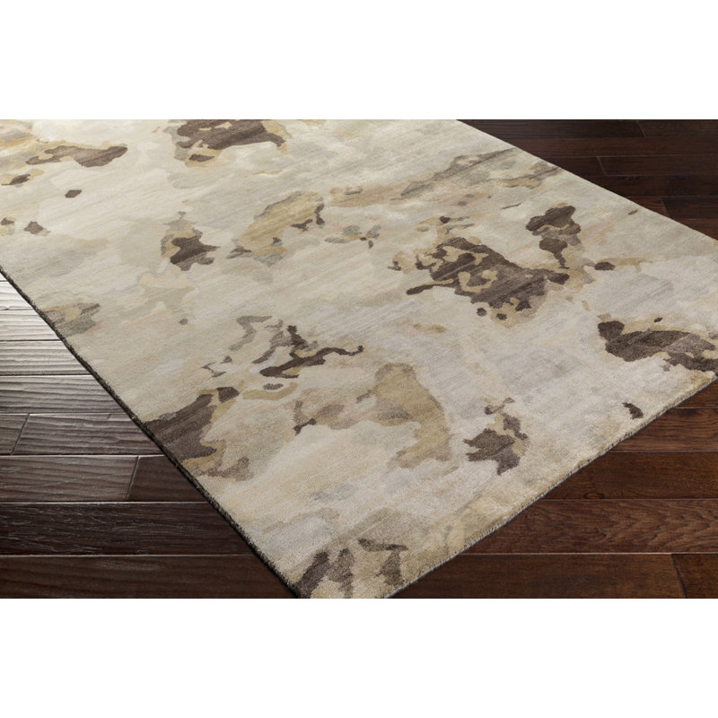 Tapis beige noué à la main Adkins, Rectangle 2 pi x 3 pi