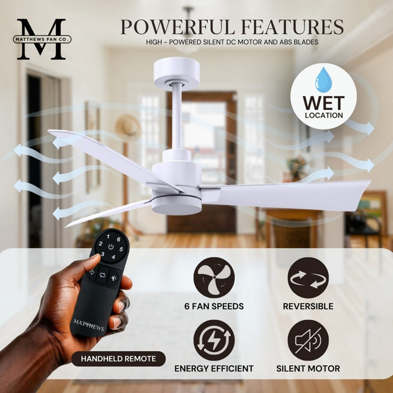 Alessandra Outdoor Downrod Ceiling Fan, Matte White, Matte White
