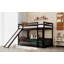 Lit superposé simple avec glissière et échelle, espresso (aucun sommier requis, fabrication robuste)-45355005