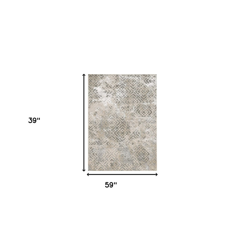 Tapis sable délavé à motif géométrique 3 pi x 5 pi Chupp, Rectangle 3 pi 3 po x 4 pi 11 po
