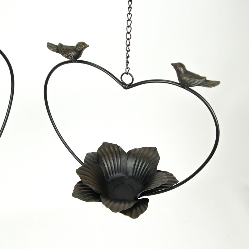 Ensemble de 2 pots à fleurs suspendus en métal rustique